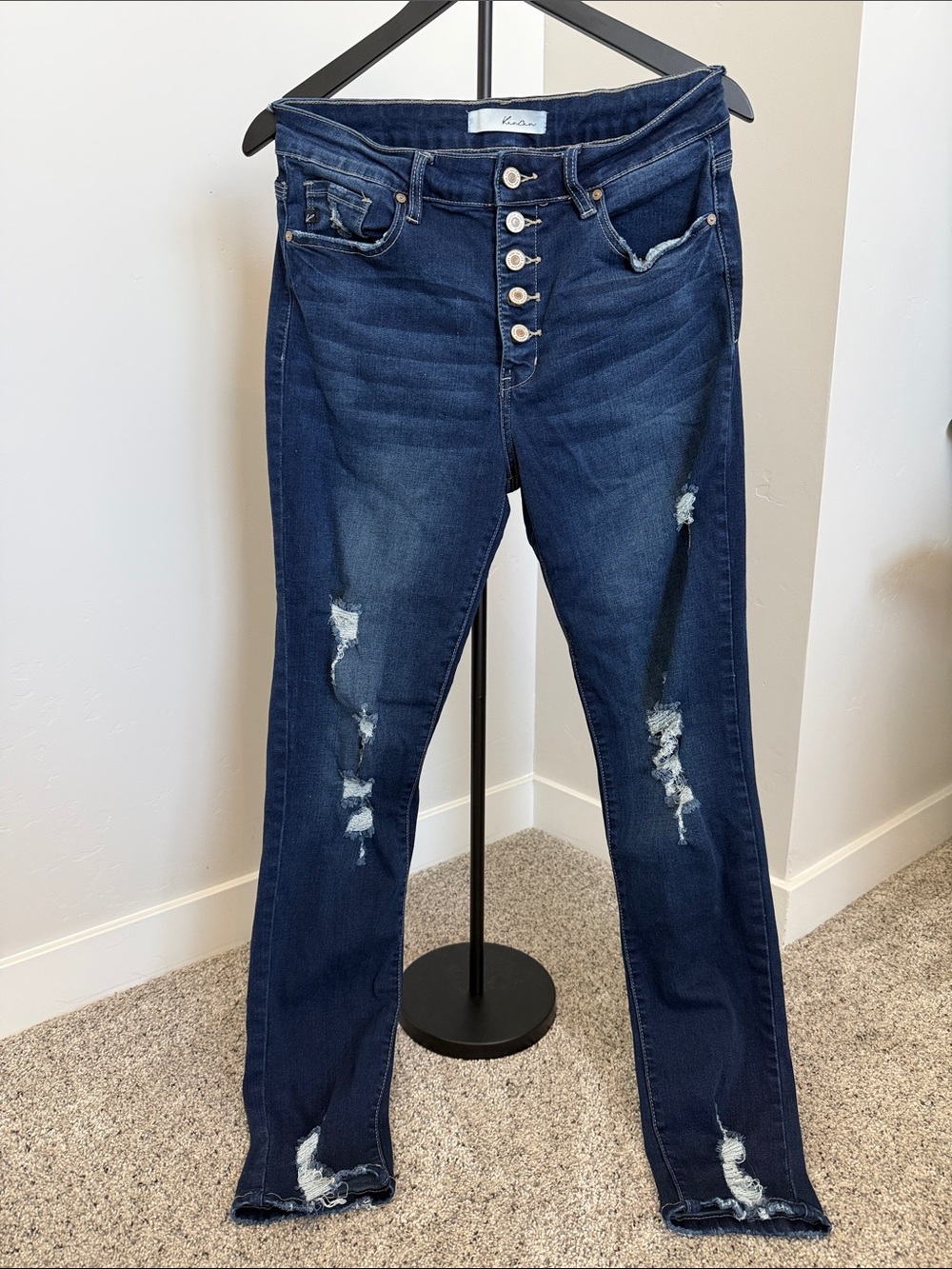 KanCan Dark Blue Distressed High-Rise Skinny Jeans